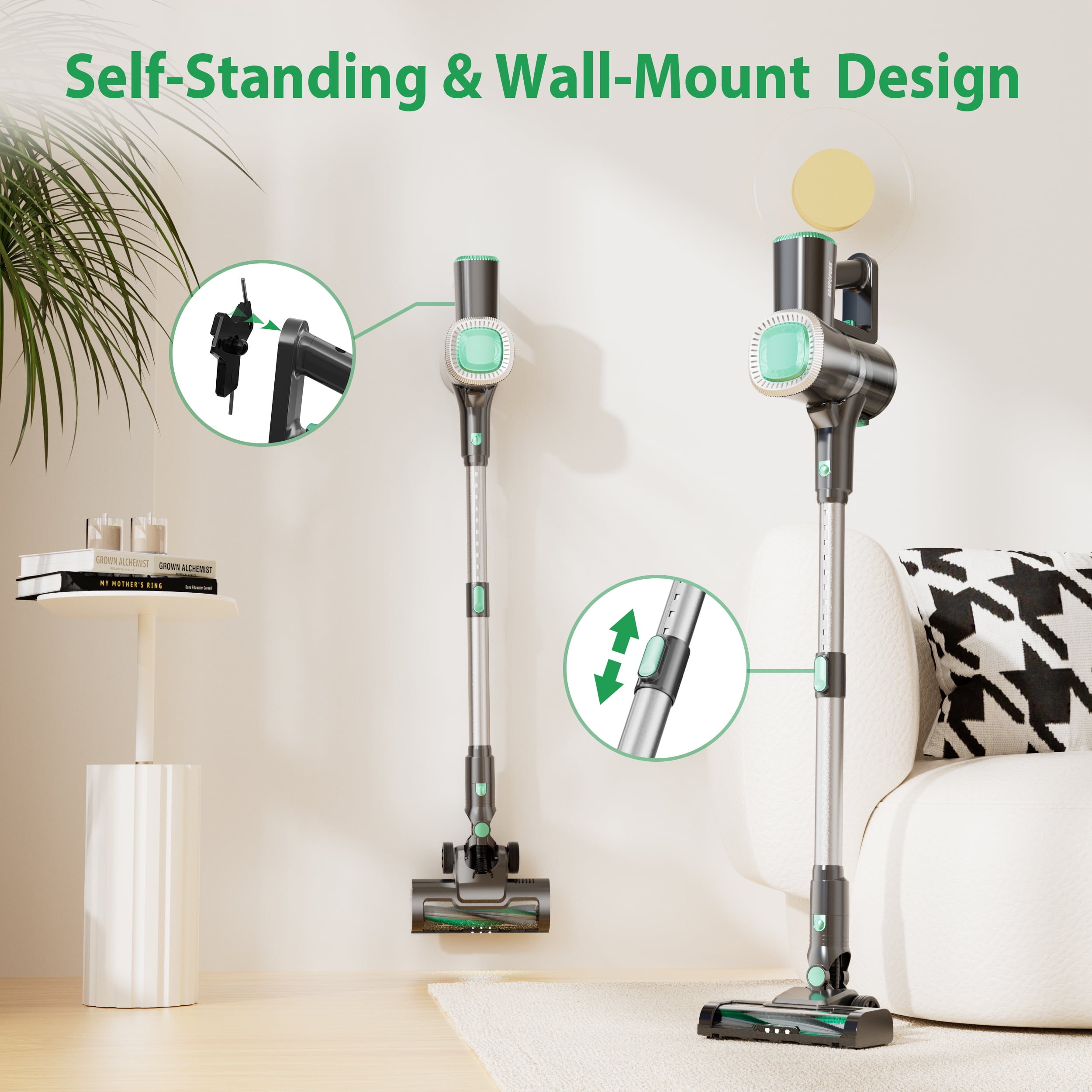 Vanpopubs Lightweight Cordless Stick Vacuum Cleaner for Pet Hair Carpet Hardwood,LED Display,WC02