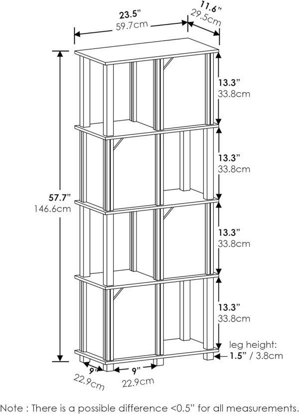 19211GYWBK Brahms Storage Shelf, 5-Tier, French Oak Grey/Black