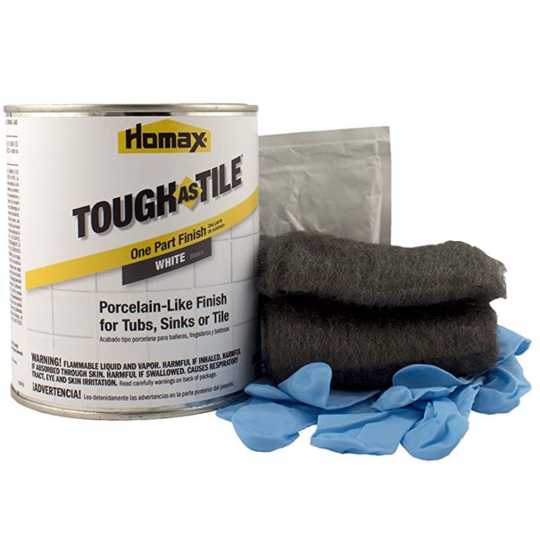 Tub And Tile Refinishing Kit, White, 21 Oz, Brush On, Tough As Tile Kit