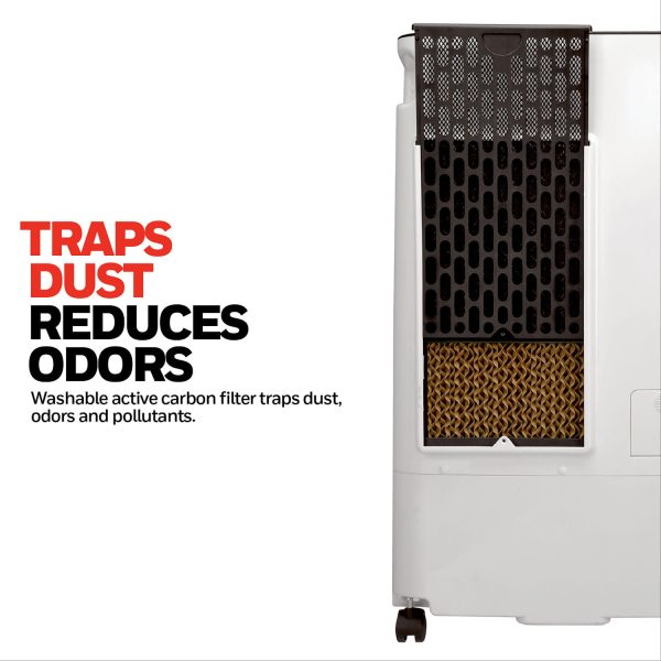 176 CFM Indoor Evaporative Air Cooler (Swamp Cooler) with Remote Control in White/Gray