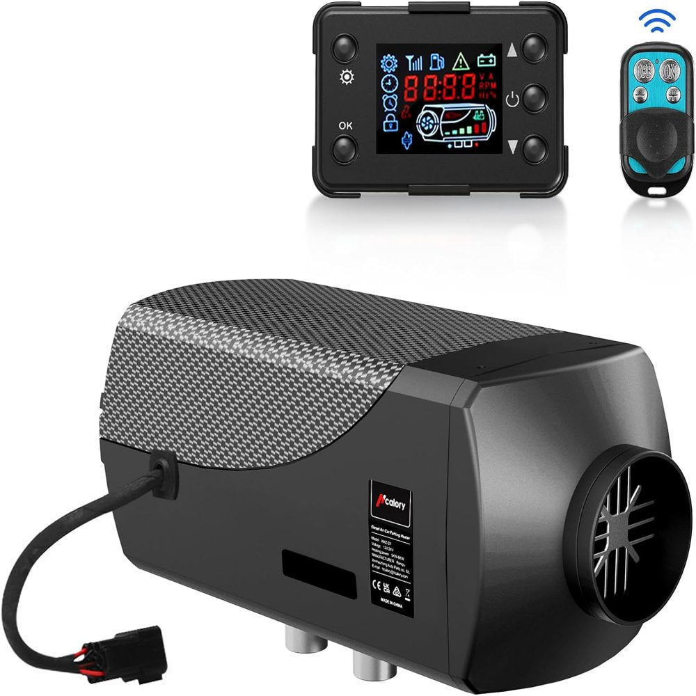 Hcalory 12V Diesel Air Heater 5KW-8KW with LCD & Remote, Black – For Cars, RVs, Boats, Trucks