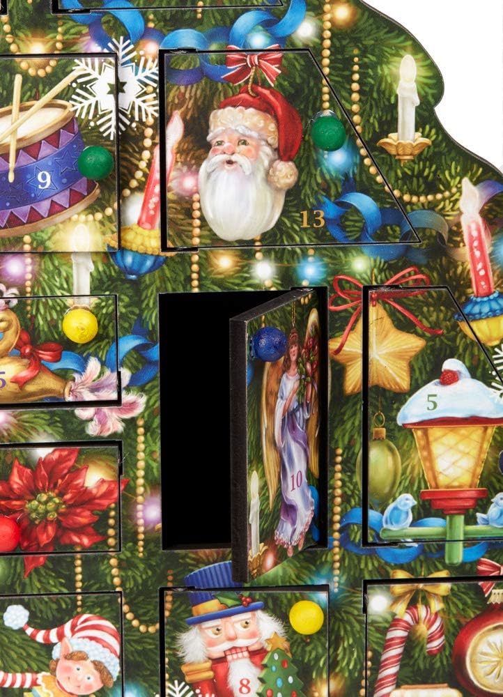 Vermont Christmas Company Christmas Tree Wooden Advent Calendar - Countdown to Christmas - Use Year After Year - Family Heirloom - 17
