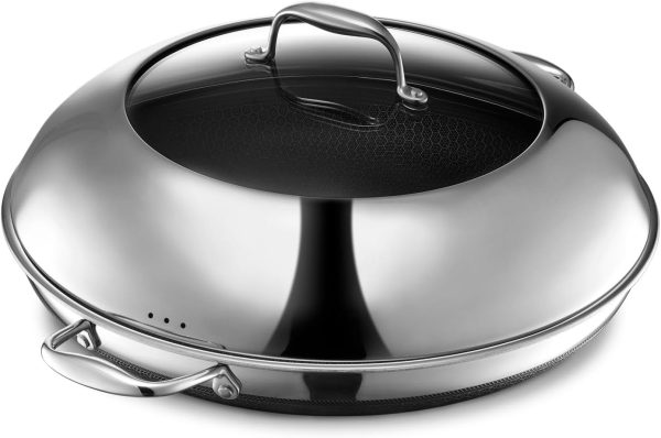 14 Inch Hybrid Stainless Steel Frying Pan with Lid, Stay Cool Handles, Dishwasher and Oven Safe, Non-Stick, Works with Induction Cooktop, Gas, Ceramic, and Electric Stove