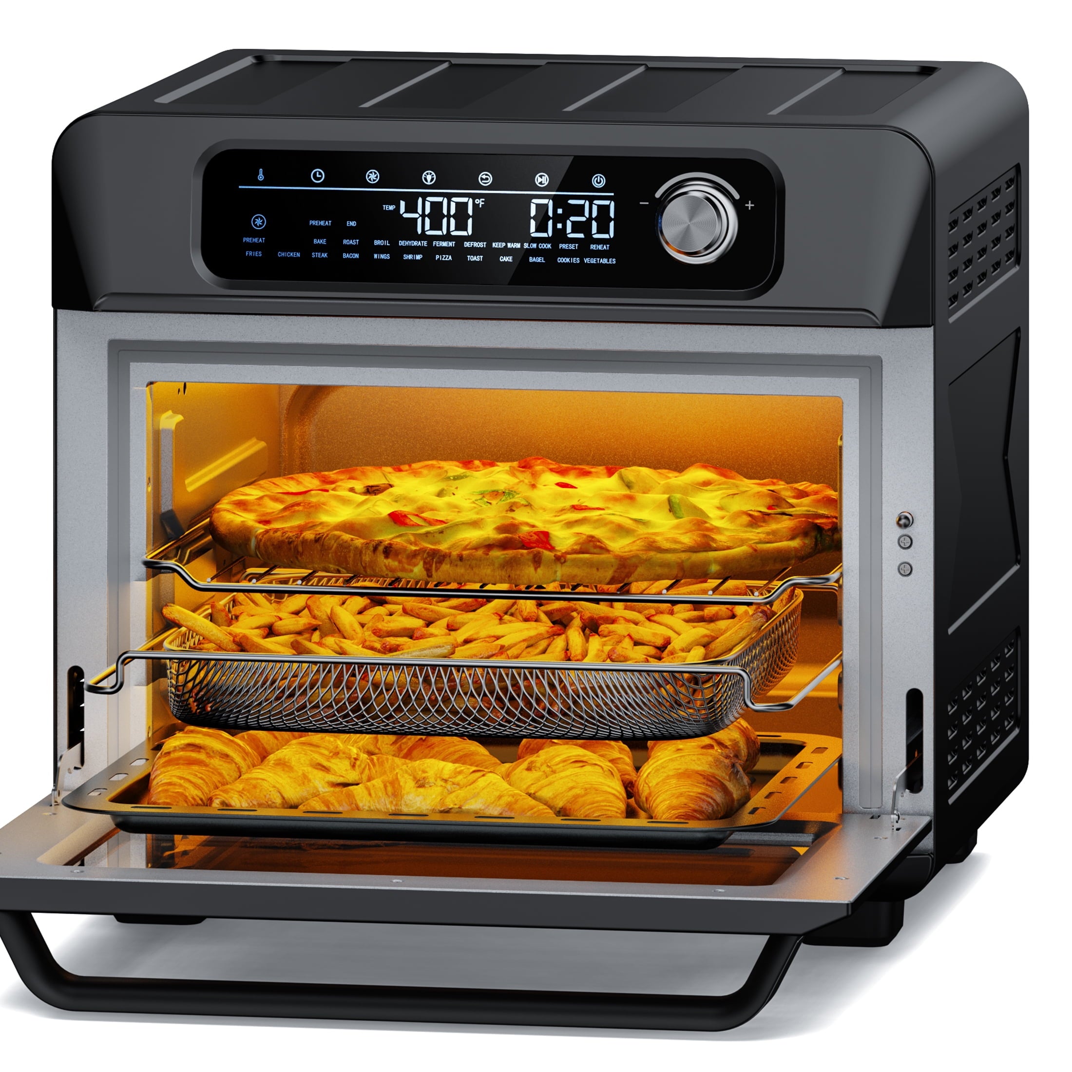 TaoTronics Air Fryer, 26 QT Extra Large Capacity Toaster Oven 24 in 1 Combo, 1700W, Stainless Steel