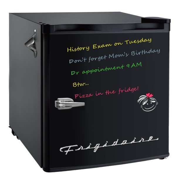 , 1.6 Cu ft Retro Dry Erase Compact Refrigerator With Side Bottle Opener, (EFR177), Black