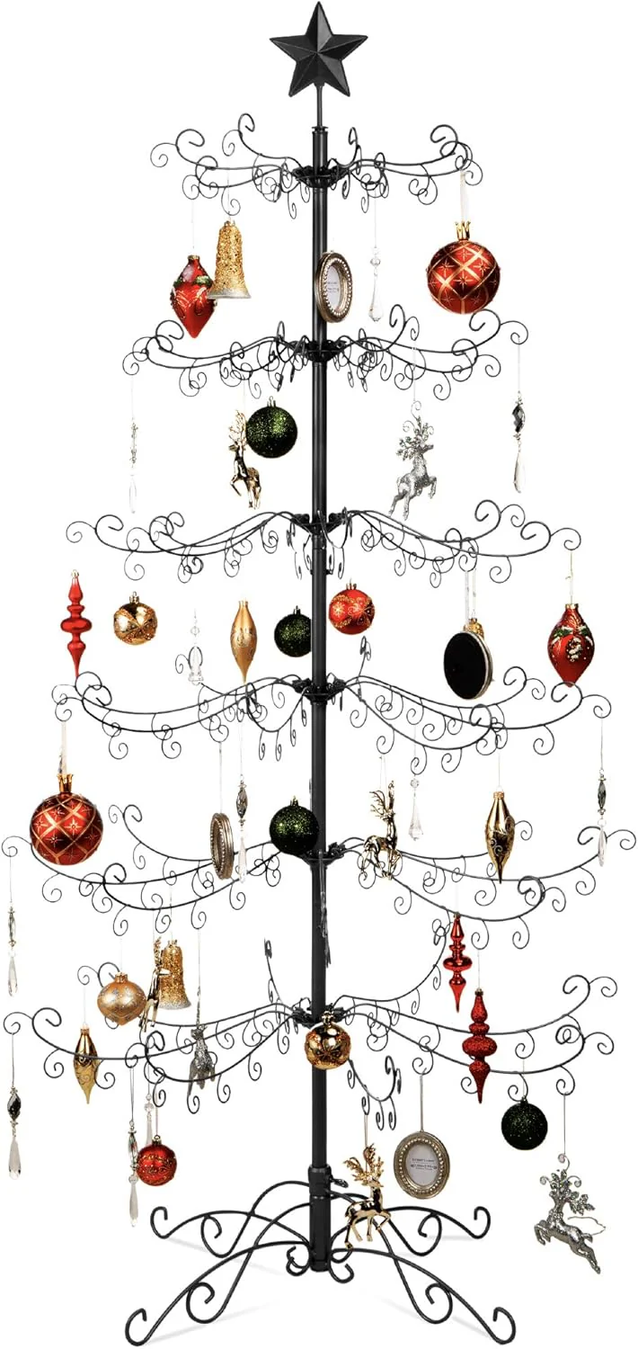 Best Choice Products 3ft Wrought Iron Ornament Display Christmas Tree w/Easy Assembly and Stand - Black