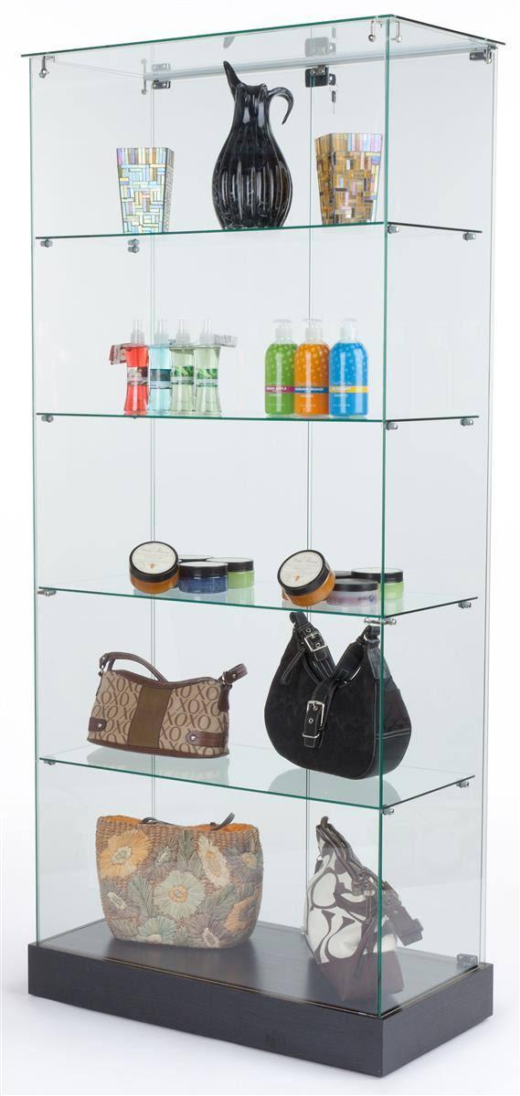 31” Glass Display Case w/ Hinged Door & 4 Fixed Height Shelves