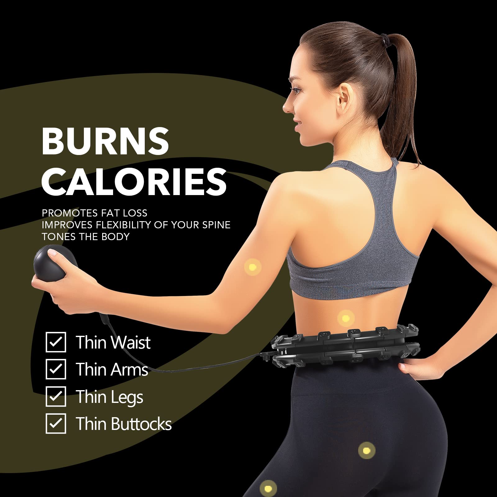 Dumoyi Smart Weighted Fit Hoop for Adults Weight Loss, 24 Detachable Knots, 2 in 1 Adomen Fitness Massage