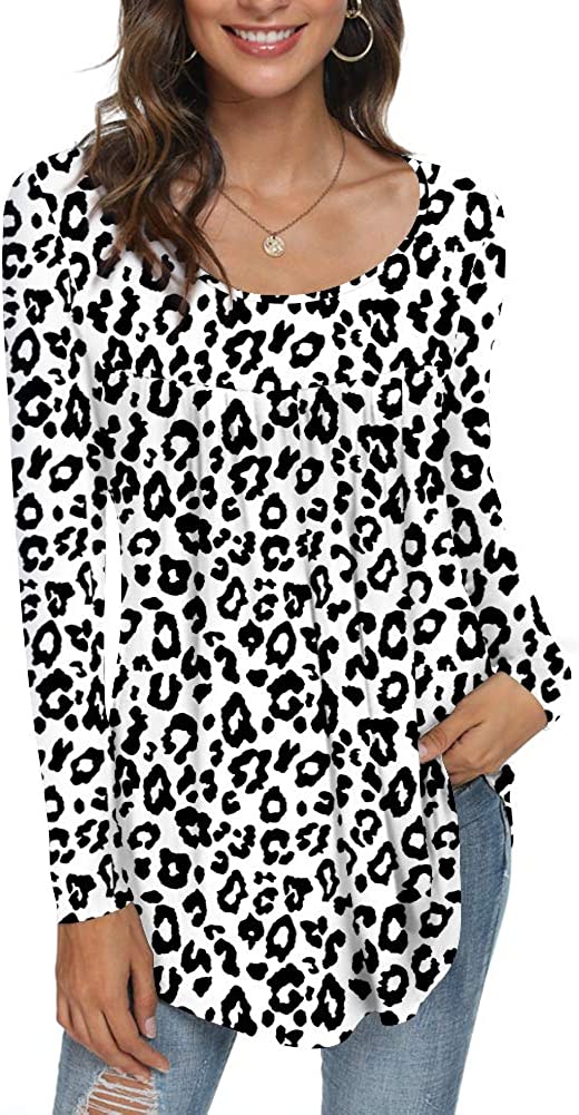 Women’s Casual Long Sleeve Ruffle Tunic Tops Loose T Shirt Blouse