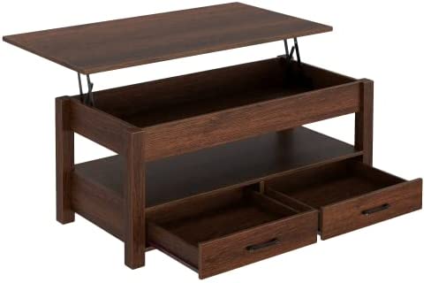 Rolanstar Coffee Table, Lift Top Coffee Table with Drawers and Hidden Compartment