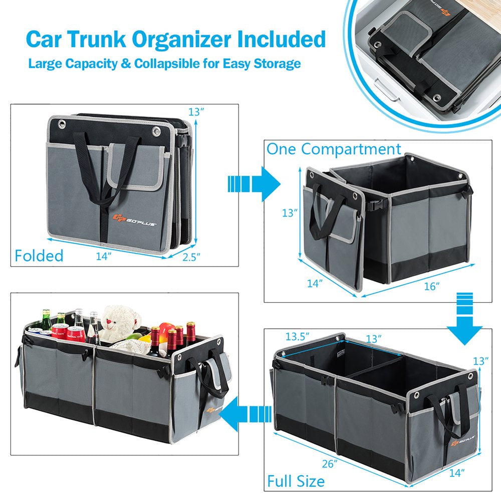 Goplus 14 Cubic Feet Cargo Box Dual-Sided Opening Rooftop Carrier W/Car Trunk Organizer
