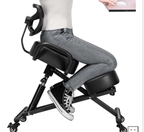 ErgoEase Ergonomic Kneeling Chair with Backrest, Adjustable Height, Memory Foam Cushions, 360° Wheels, Black