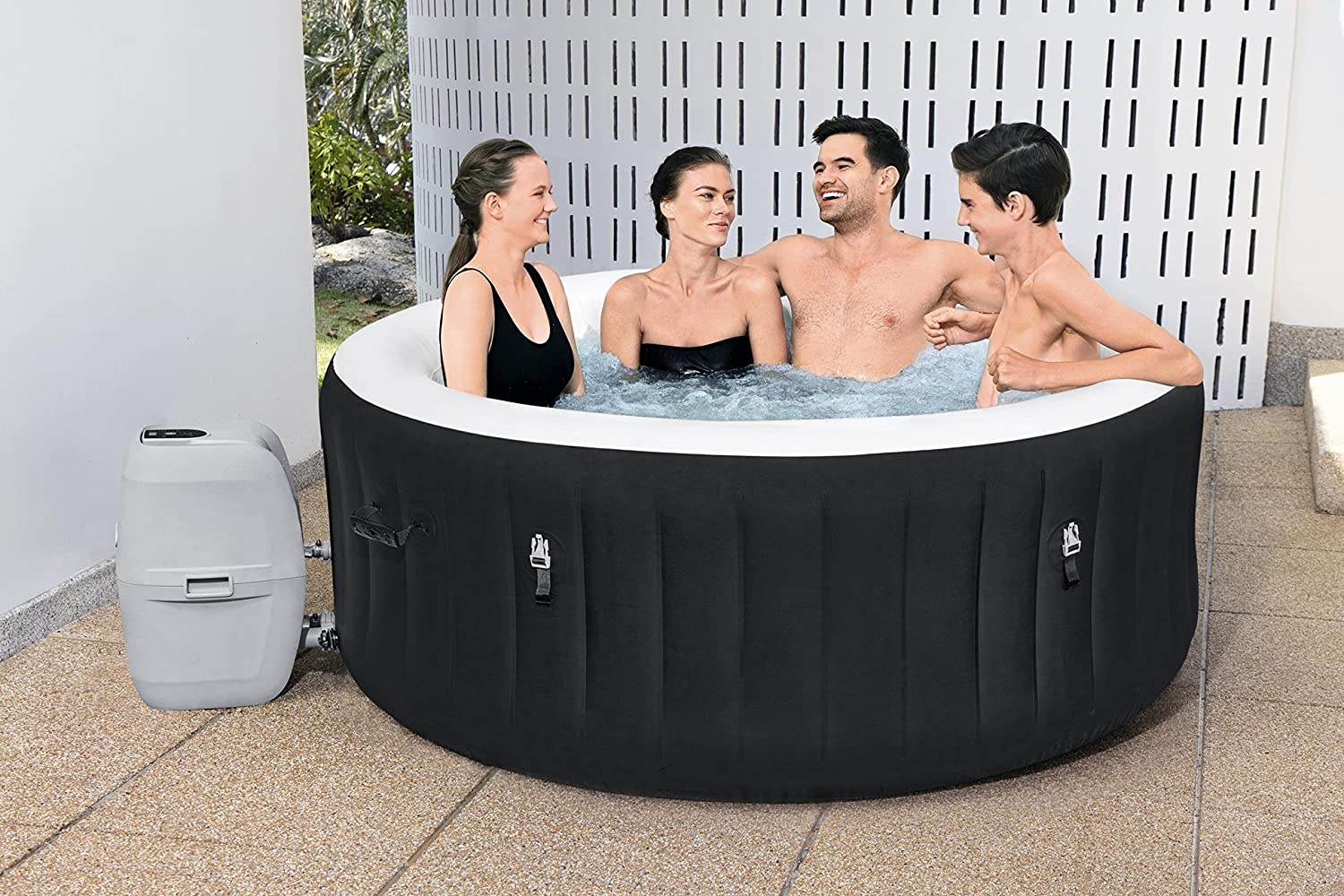 Bestway Lay-Z-Spa Miami Inflatable Hot Tub, 4-Person AirJet Spa, Portable and Easy Setup