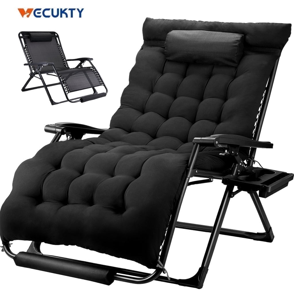 Zero Gravity Chair,VECUKTY Patio Lawn for Indoor and Outdoor Chairs ,550lbs Oversized XL 33IN Ergonomic Lounge Folding Reclining Chair,Black