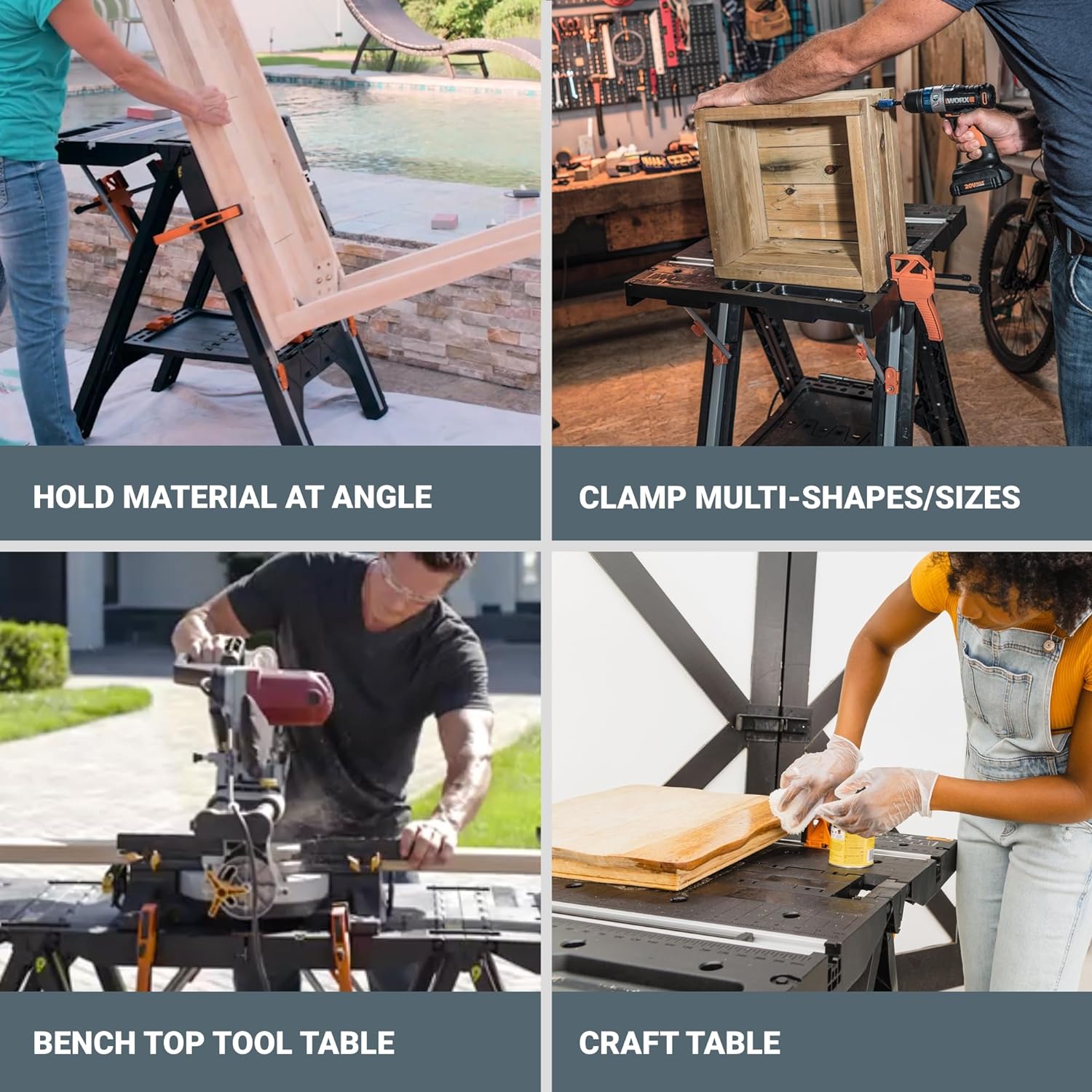 WORX Pegasus Folding Work Table & Sawhorse – Compact, Durable & Versatile for DIY Projects