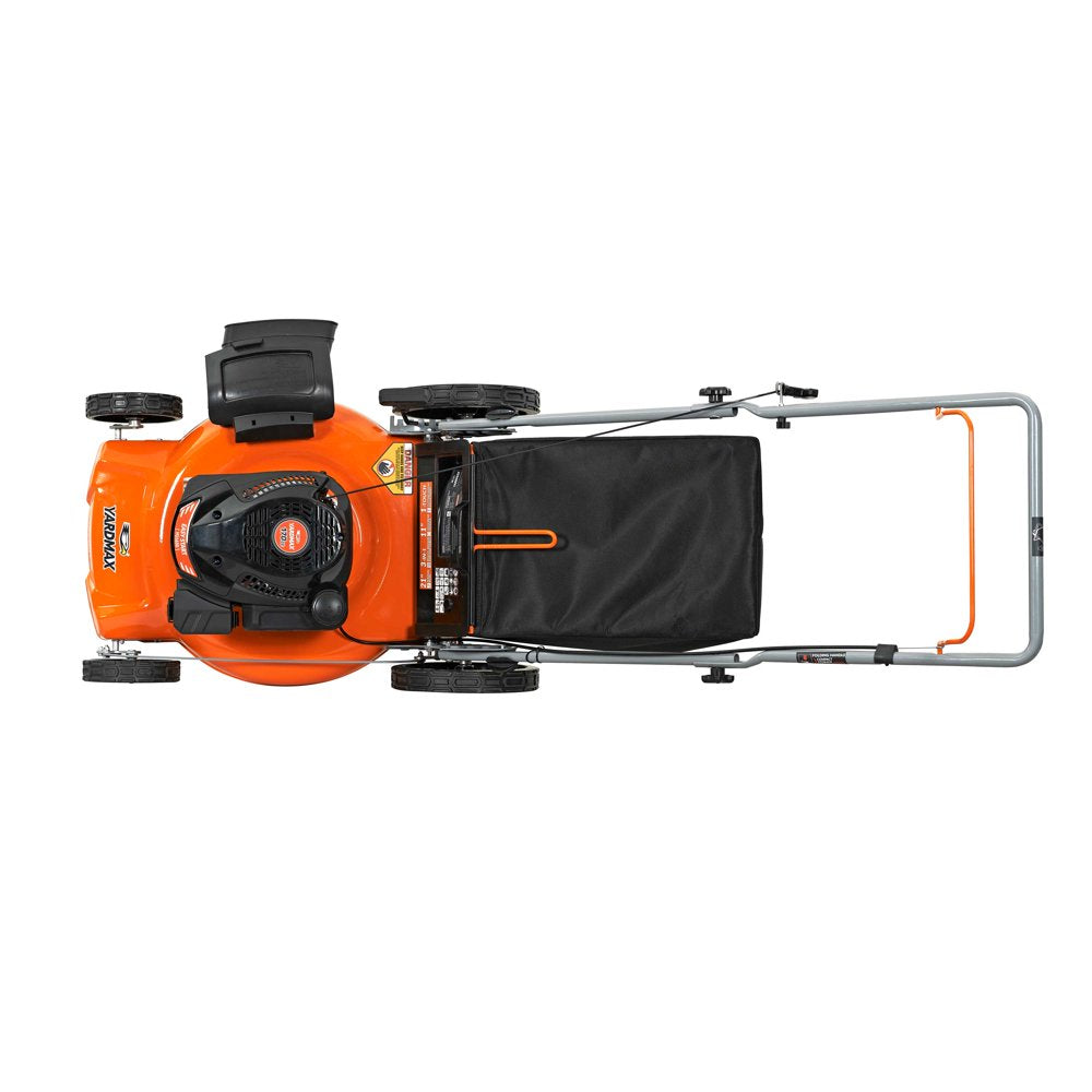 YARDMAX 21′′ 170cc Gas Push Lawn Mower, 3-in-1, High Rear Wheels, Adjustable Height