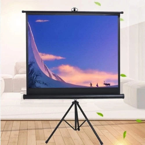 Quisilife Portable Projector Screen Mobile Collapsible Projection Screen with Stand – 4:3 HD Anti-Crease Outdoor/Indoor Movies Screen for Home Theater Cinema (Color : Black, Size : 84inch)
