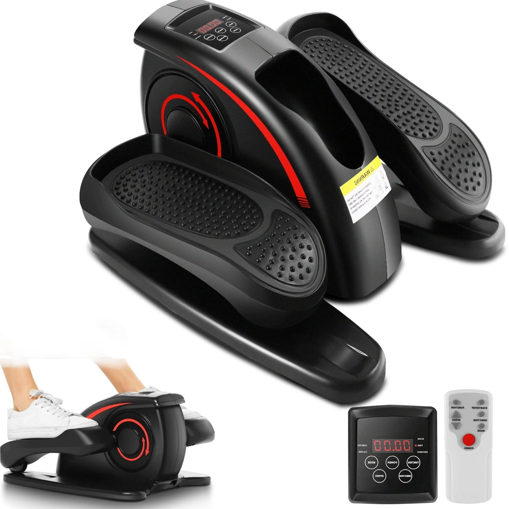 Under Desk Elliptical Machine, Electric Seated Pedal Exerciser Elliptical, Quiet & Compact Mini Elliptical Trainer with LCD Display Monitor, Remote Control, Home Workouts Leg Exerciser