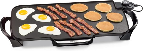 07061 22-inch Electric Griddle With Removable Handles, Black, 22-inch