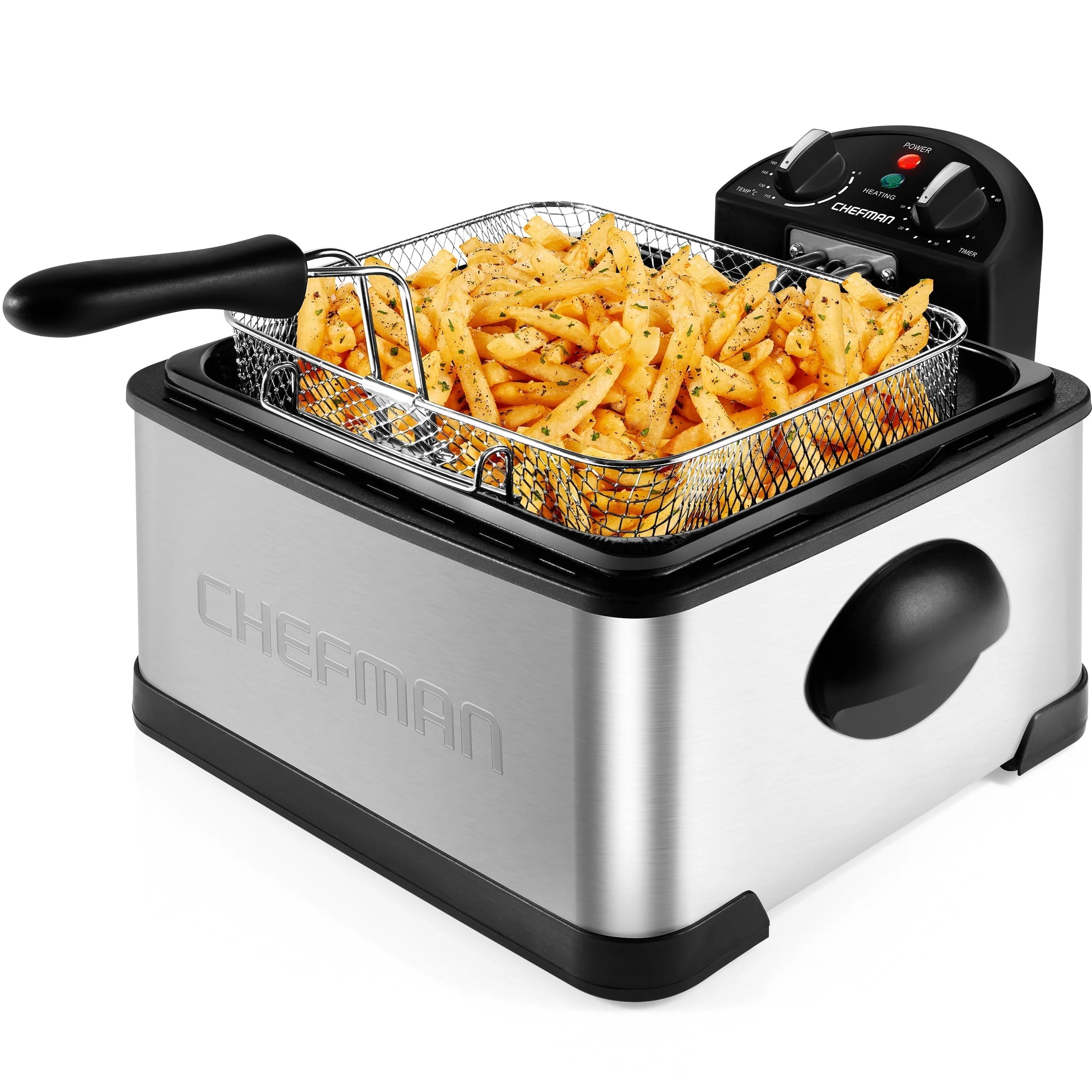 Chefman 4.5L Deep Fryer, XL Capacity, Adjustable Temperature & Timer - Stainless Steel, New