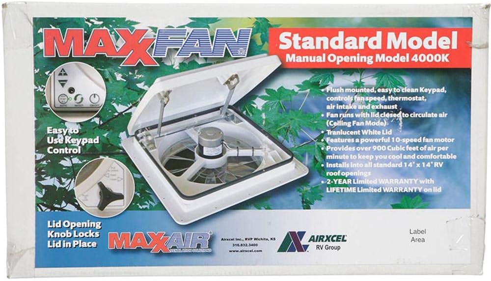 MaxxAir MaxxFan Standard Smoke Ceiling Fan, 10-Speed, Waterproof, 14′′ Blade, Indoor/Outdoor Use