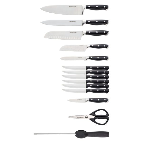 15-piece Black Forged Triple Riveted Stainless Steel Knife Set