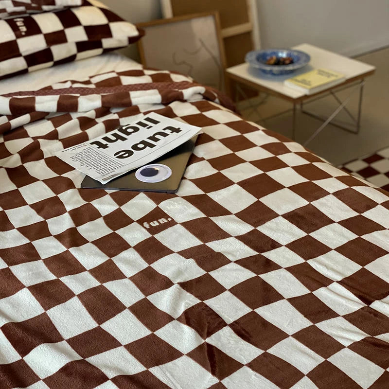 Milk Velvet Double-sided Checkerboard Blanket