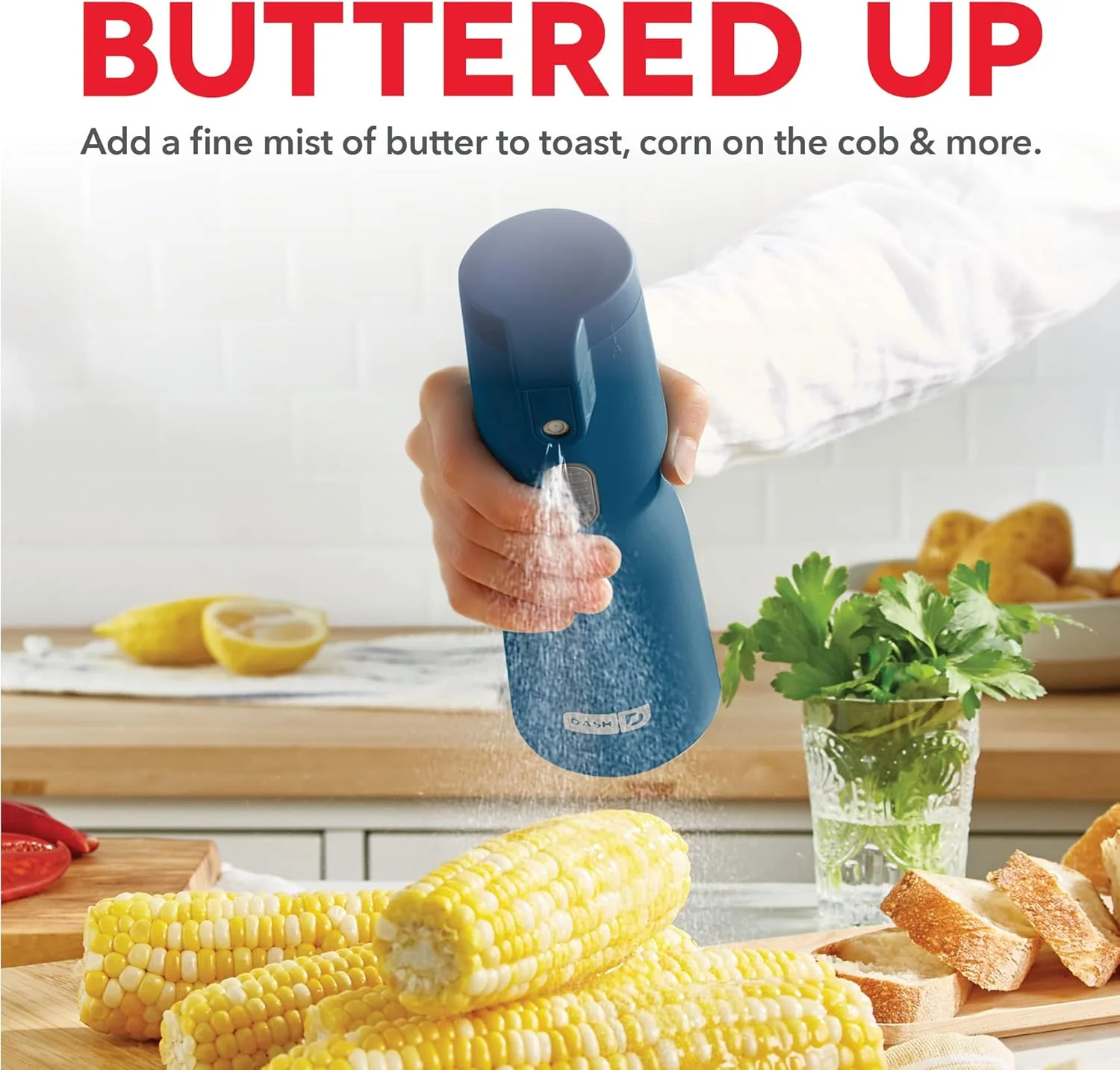 Dash Electric Butter Sprayer, Cordless Butter Sprayer for Popcorn, Toast, Entrees and More - Pro Chef Blue