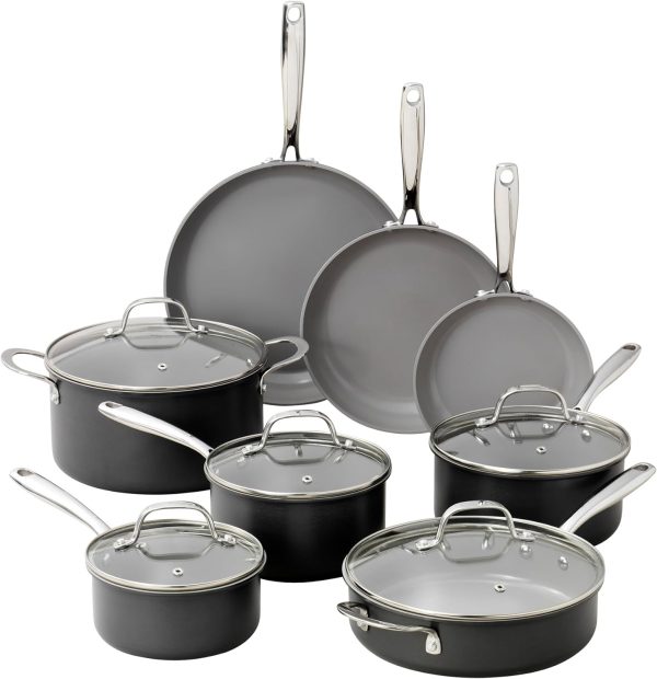 13 Pc Ceramic Pots and Pans Set Non Stick Cookware Set, Kitchen Cookware Sets, Pot and Pan Set, Hard Anodized Ceramic Cookware Set, Nonstick Cookware Set, Dishwasher Safe