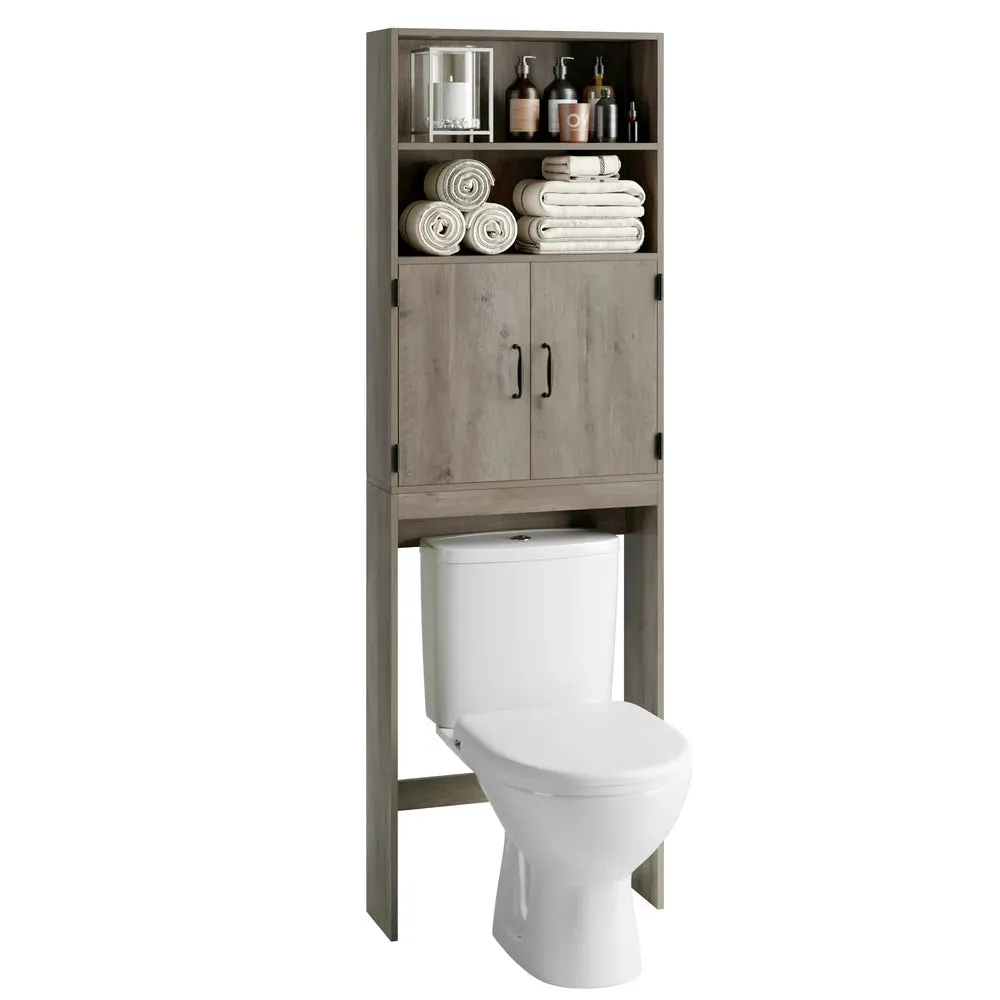 Homfa over Toilet Storage Rack, Bathroom Storage Cabinet over Toilet with 4-Tier Shelves and 2 Doors