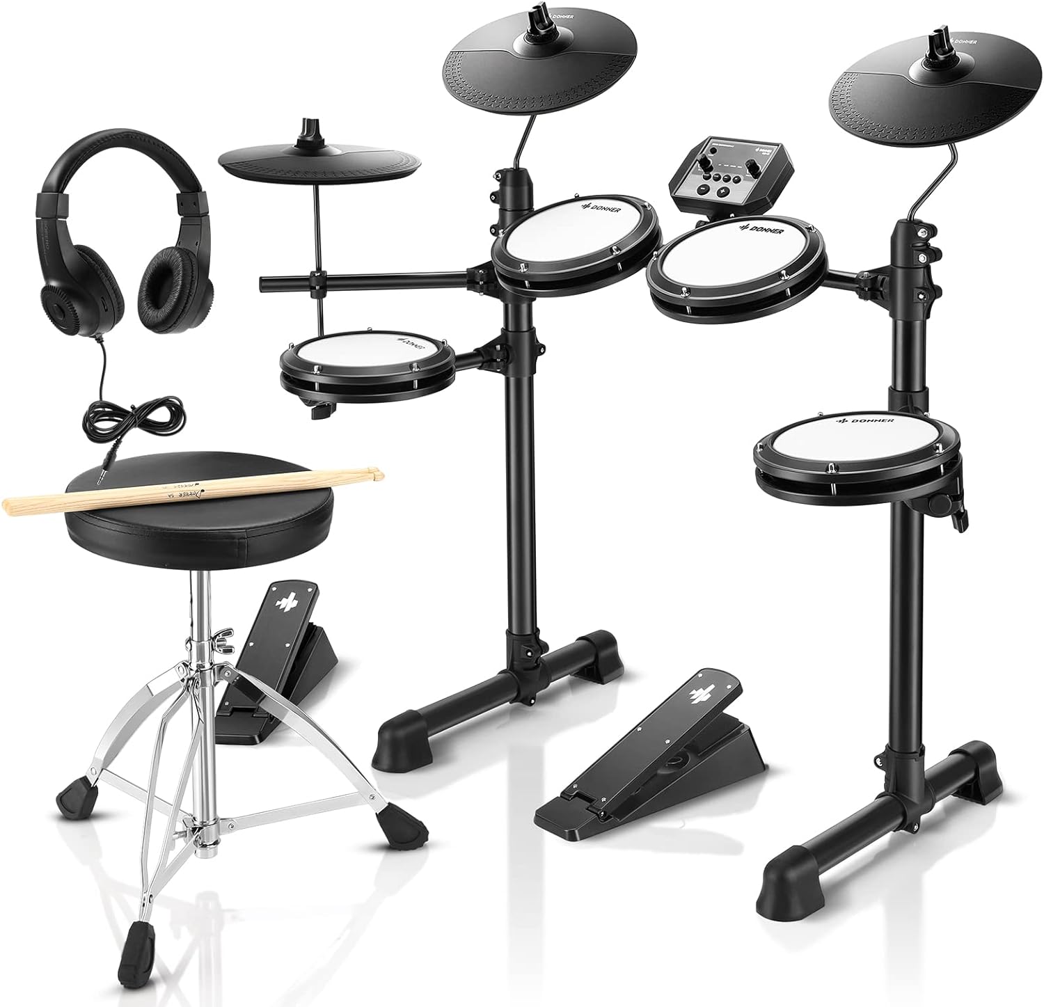Donner DED-80 Electronic Drum Set, Electric Drum Set for Beginner with 4 Quiet Mesh Drum Pads, 2 Switch Pedal, 180+ Sounds, Throne, On-Ear Headphones, Sticks, and Melodics Lessons Included.  sgtnighsdesigns
