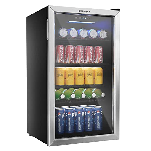 EUHOMY Beverage Refrigerator, 126 Can Mini fridge with Glass Door  sgtnighsdesigns