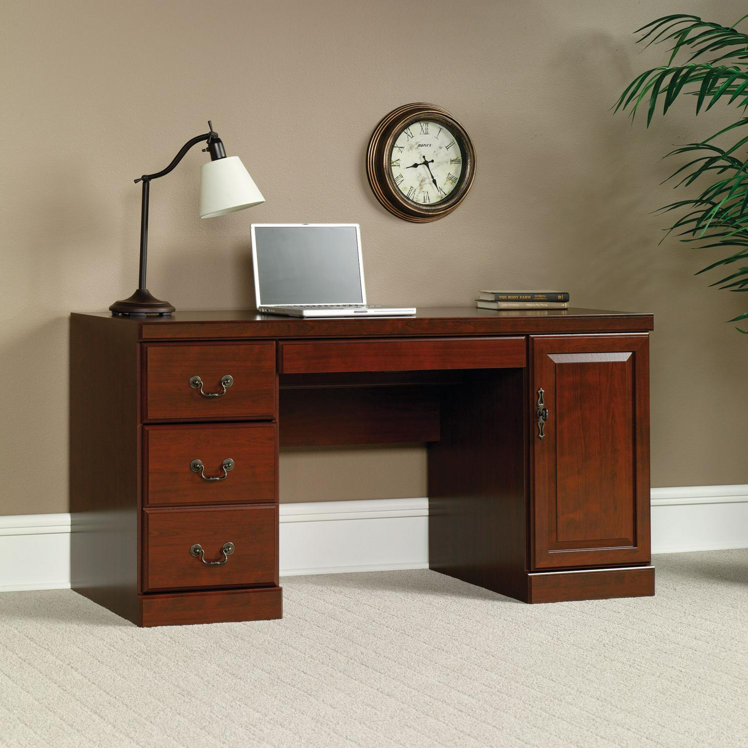 Sauder Heritage Hill Computer Credenza Desk, Classic Cherry Finish