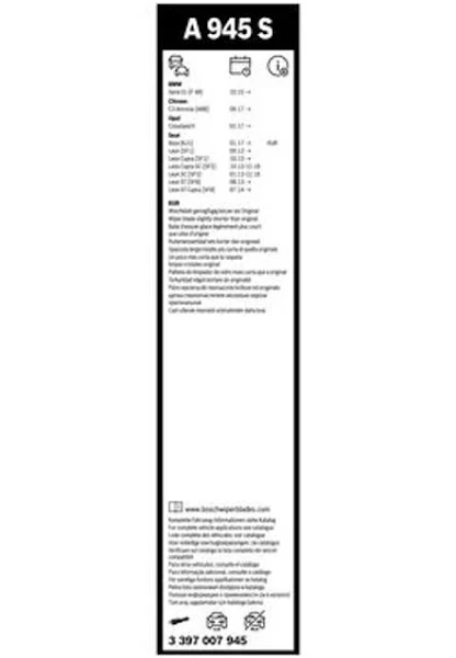 BMW Front Windshield Wiper Blade Set - Bosch 3397007945
