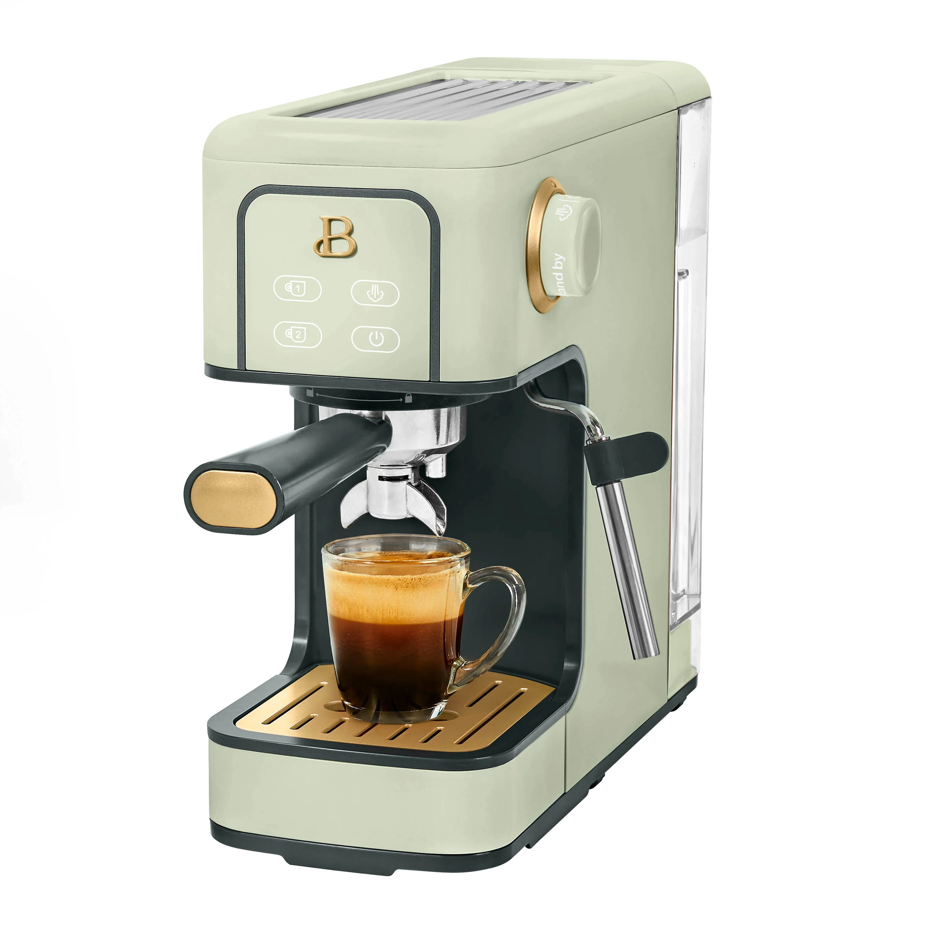 Beautiful Slim Espresso Maker with 20-Bar Pressure, Sage Green by Drew Barrymore
