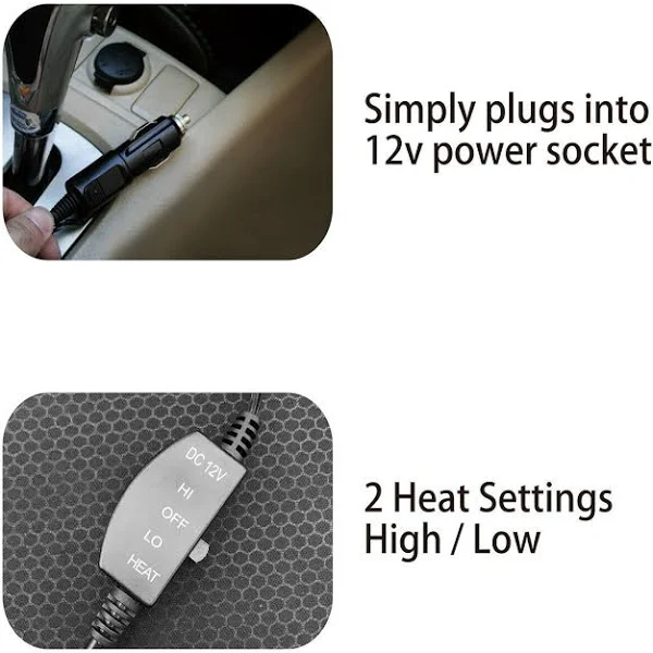Autodrive 12-Volt Heated Seat Cushion with Universal Fit and Auto Shut-Off for Cars