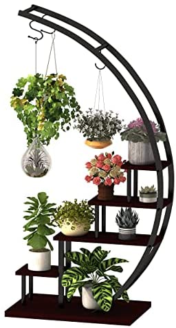 Metal Plant Stand Creative Half Moon Shape Ladder Flower Pot Stand Rack(2 Pack)