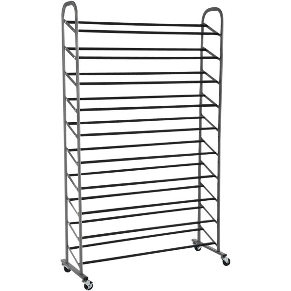 10-Tier Rolling Shoe Rack, Silver Finish, up to 30 Pair of Shoes