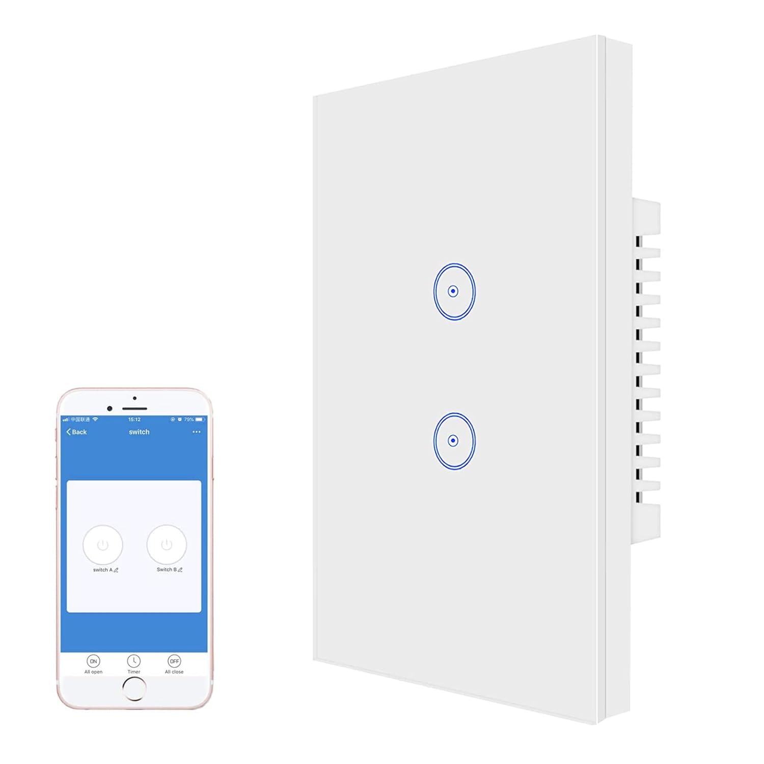 Jinvoo Smart 3-Gang Wall Light Switch, Touch Panel, Alexa & Google Home Compatible, No Hub Needed, 2-Pack, Black