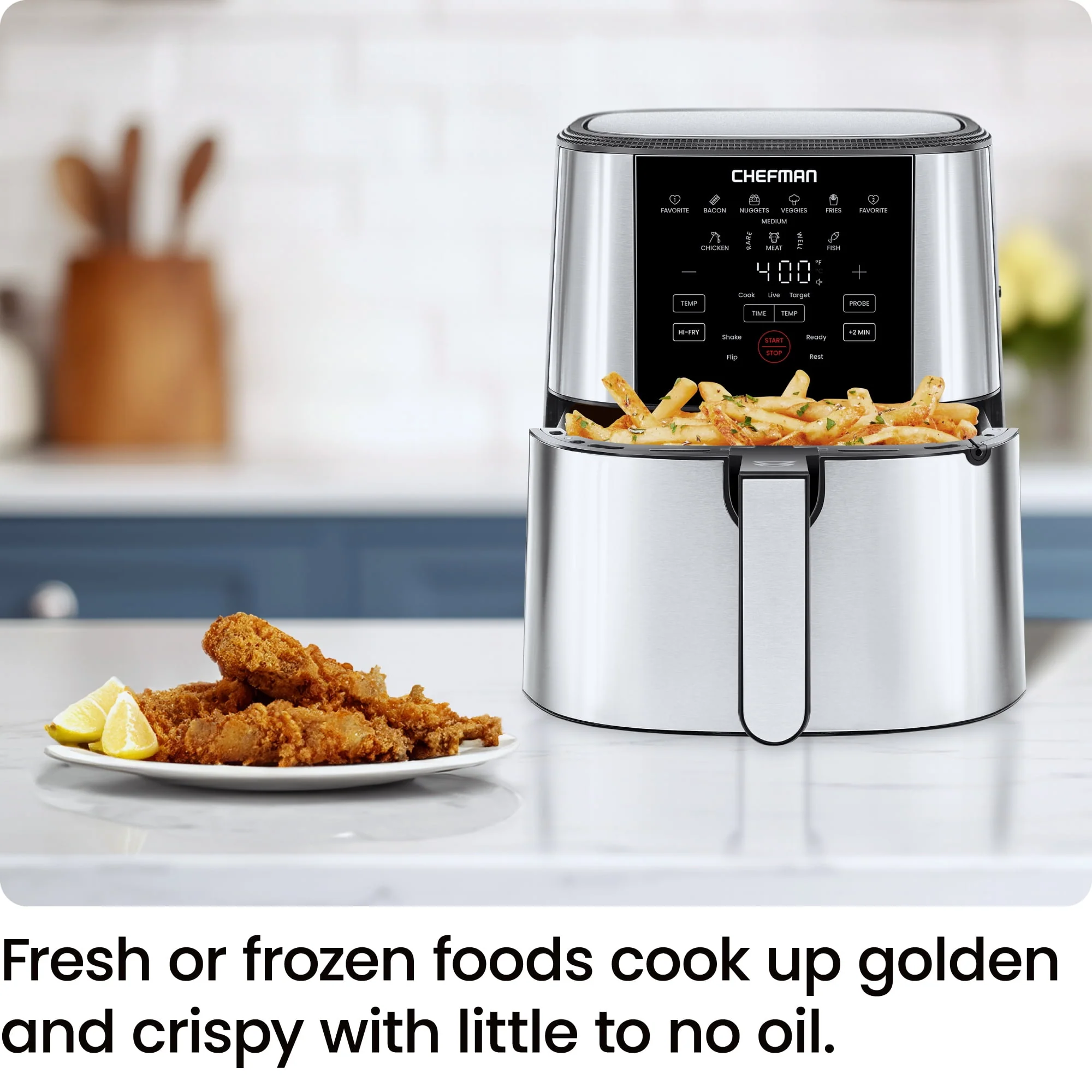 Chefman ExacTemp 5 Qt. Digital Air Fryer with Temperature Probe - Stainless Steel, New