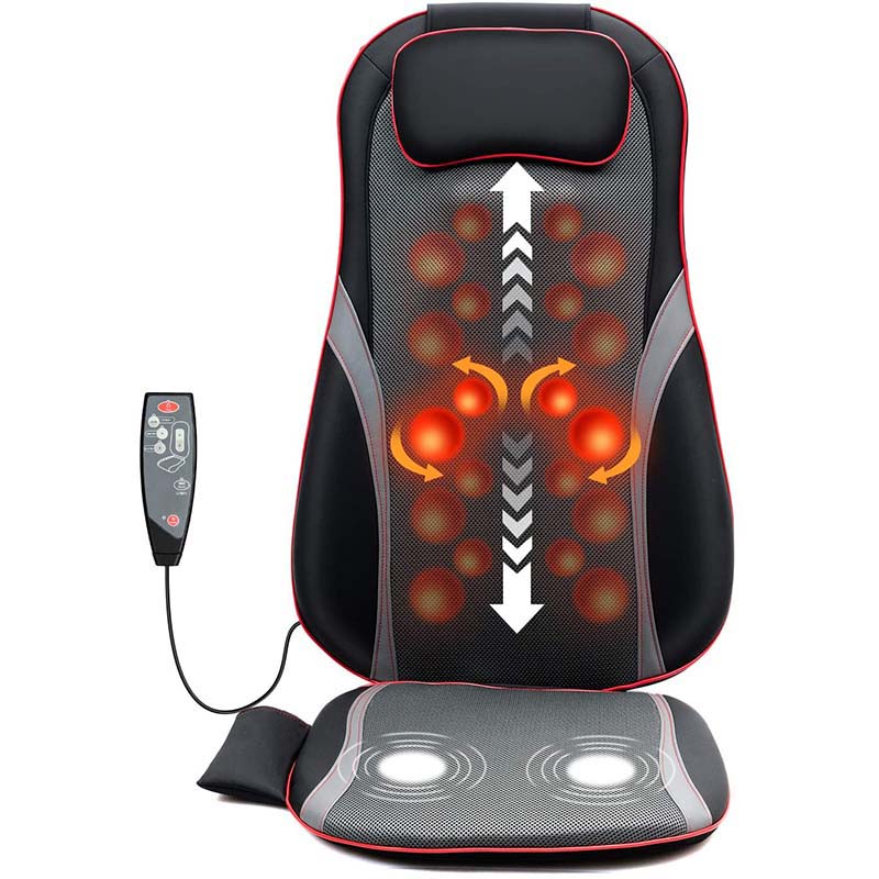 Shiatsu Back Massager with Heat, Full Back & Hip Muscle Pain Relief, Massage Seat Cushion for Home and Office Chair Use