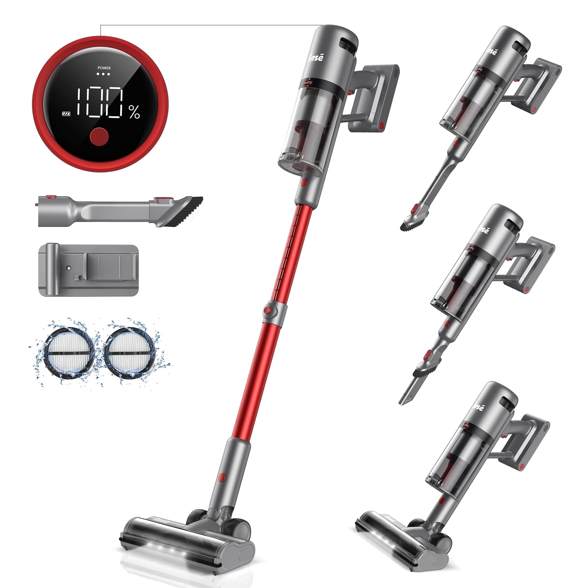 INSE Vacuum Cleaner, 30000Pa Cordless Stick Vacuum for Carpet Hardfloors Pet Hair,  V120-2024 NEW