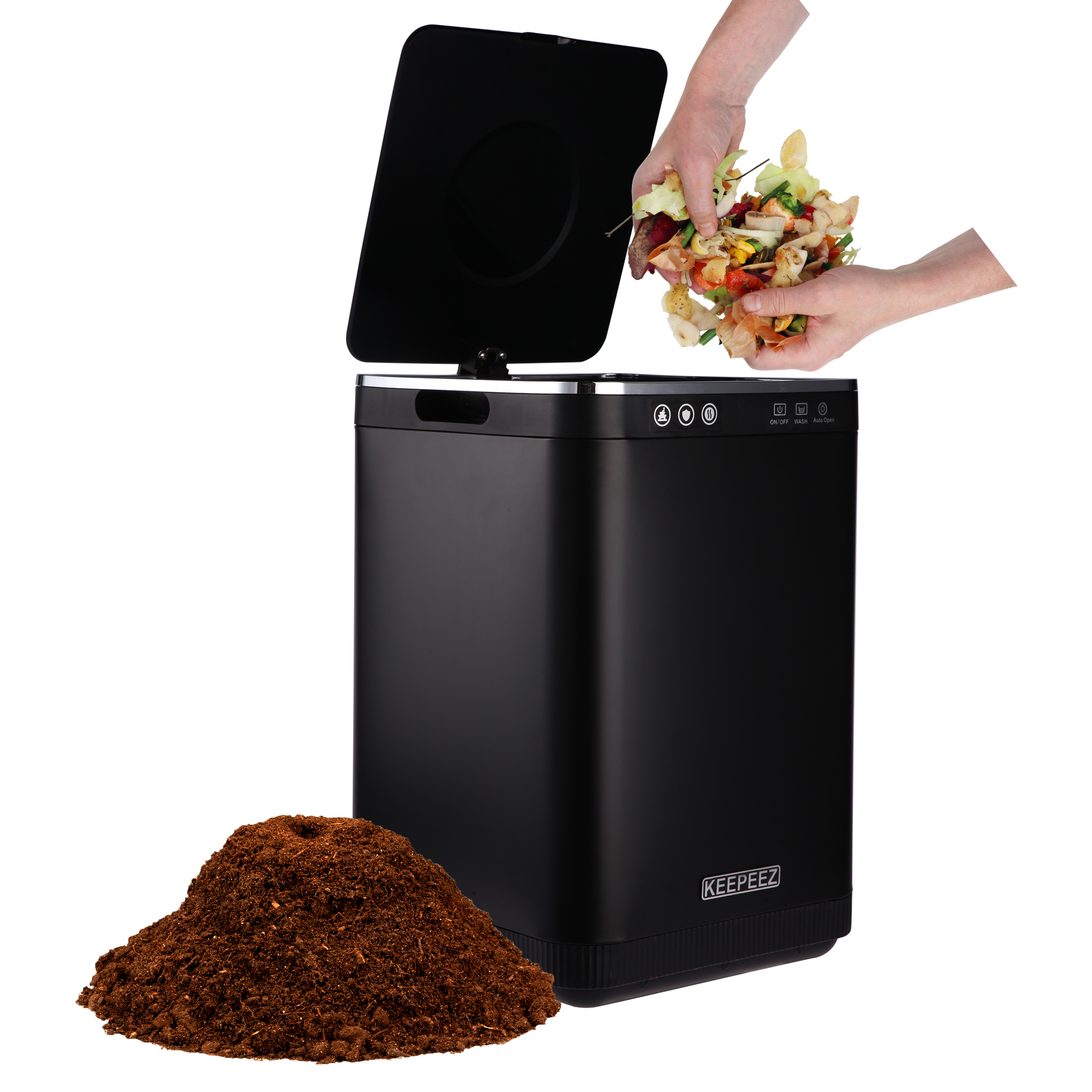 KBS 4L Large Capacity Odorless Quiet?Electric Composter for Kitchen,Turn Food Waste to Fertilizer for Garden, Food Waste Compost Machine