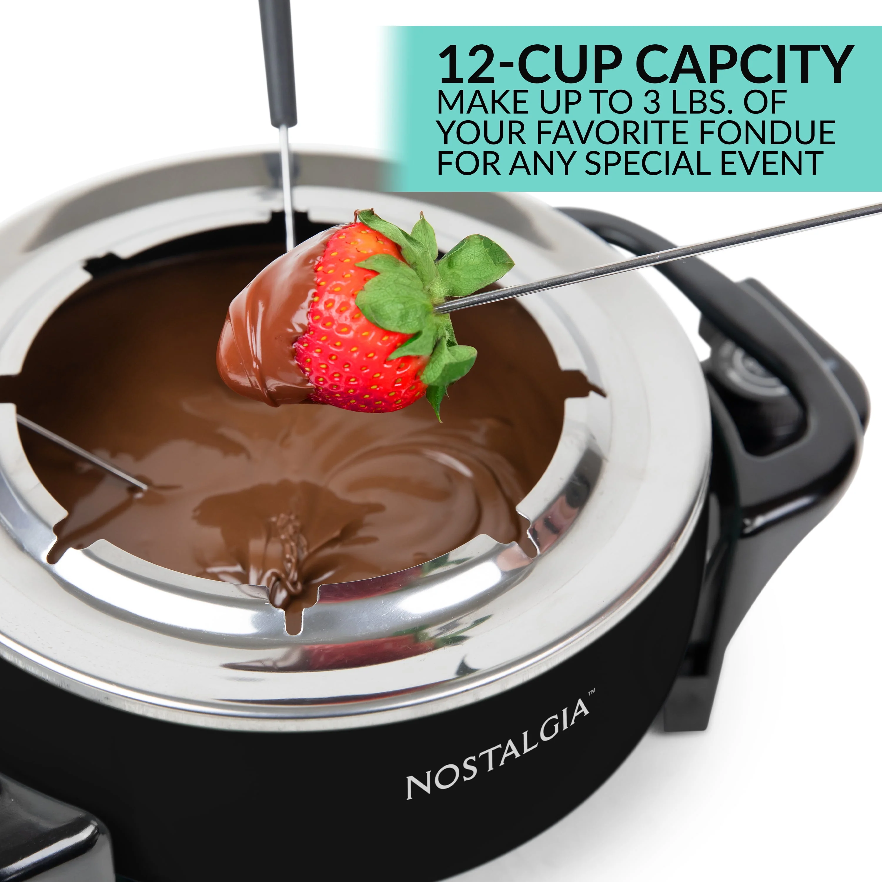 Nostalgia 12-Cup Electric Fondue Pot, Black