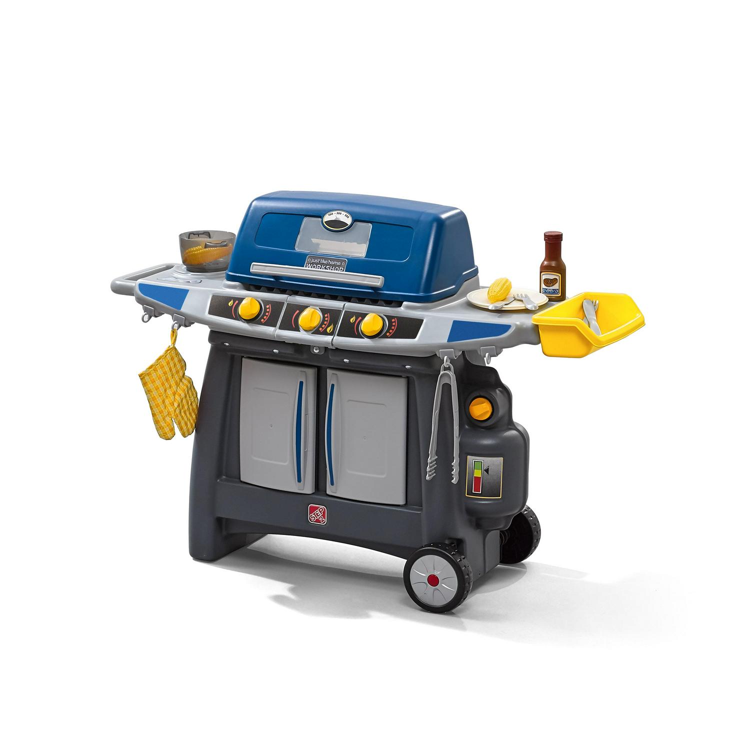 Step2 Sizzle and Smoke Barbecue (BBQ) Toy Grill with 15 Piece Accessory Play Set