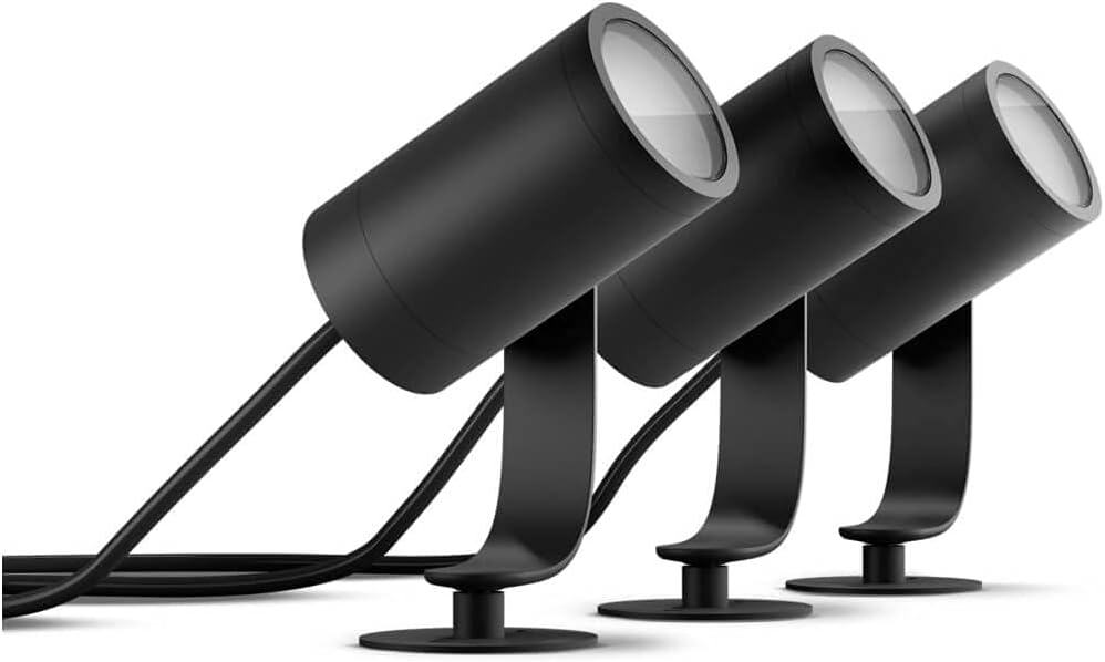 Philips Hue Lily Outdoor Smart LED Spot Light Kit, Color Changing, Weatherproof, Voice Control, 3-Pack