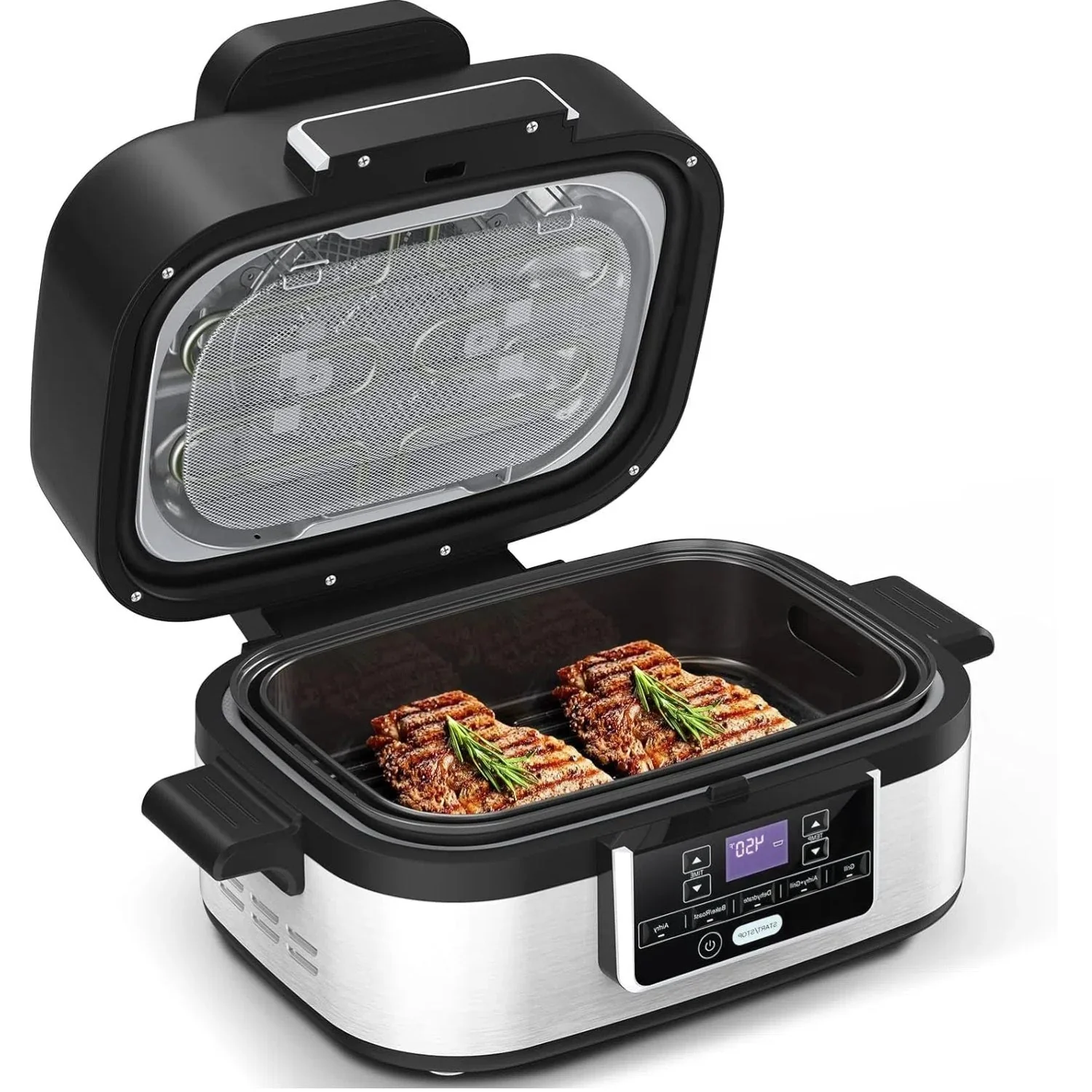 5-IN-1 5QT  Indoor Air Fry, Crisps, Roasts, Reheats, & Dehydrates, for Quick, Easy Meals,Nonstick，Black