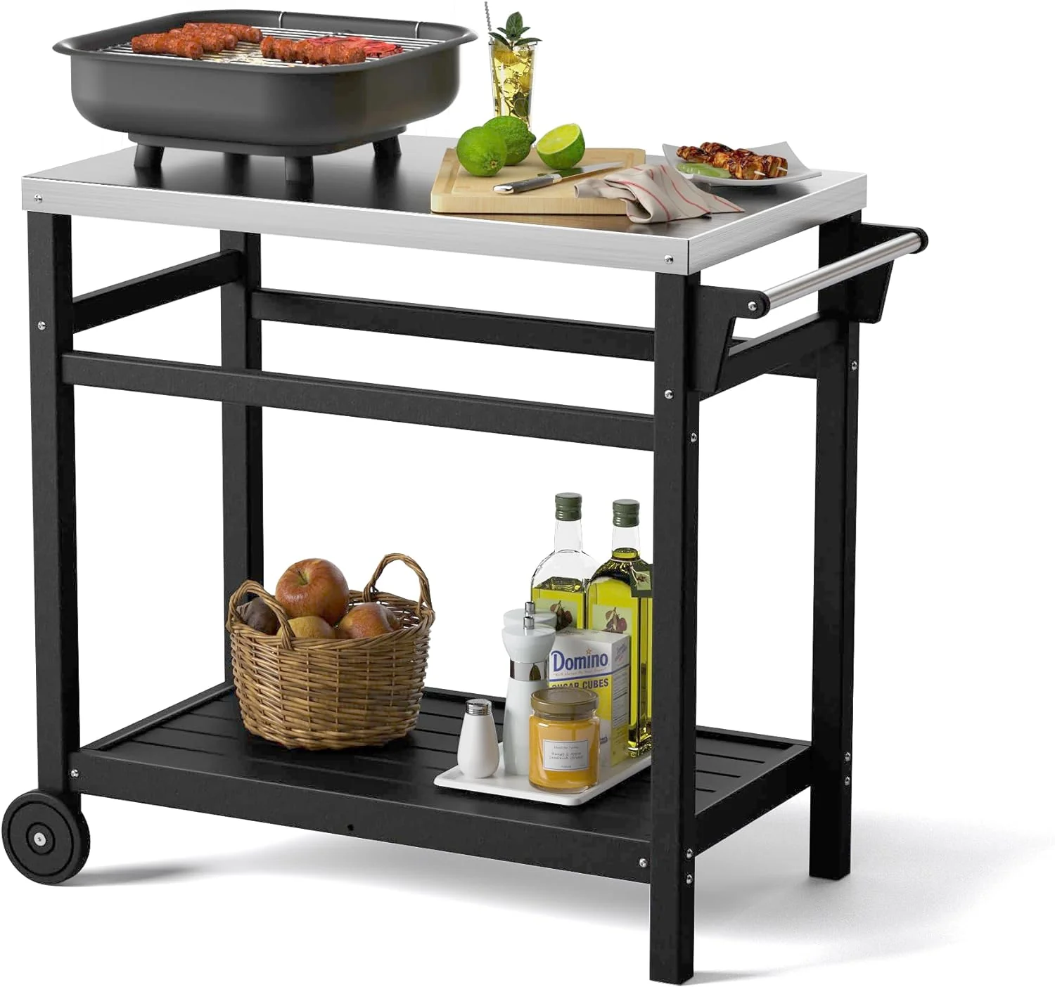 Outdoor Prep Cart Dining Table for Pizza Oven, Patio Grilling, and Backyard BBQ