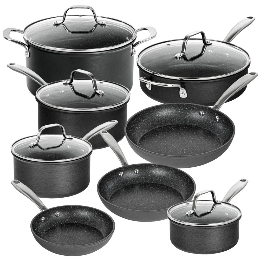 Granitestone Pro Hard Anodized Pots and Pans 13 Pcs Premium Cookware Set with Ultimate Nonstick Diamond Coating, Oven & Dishwasher Safe