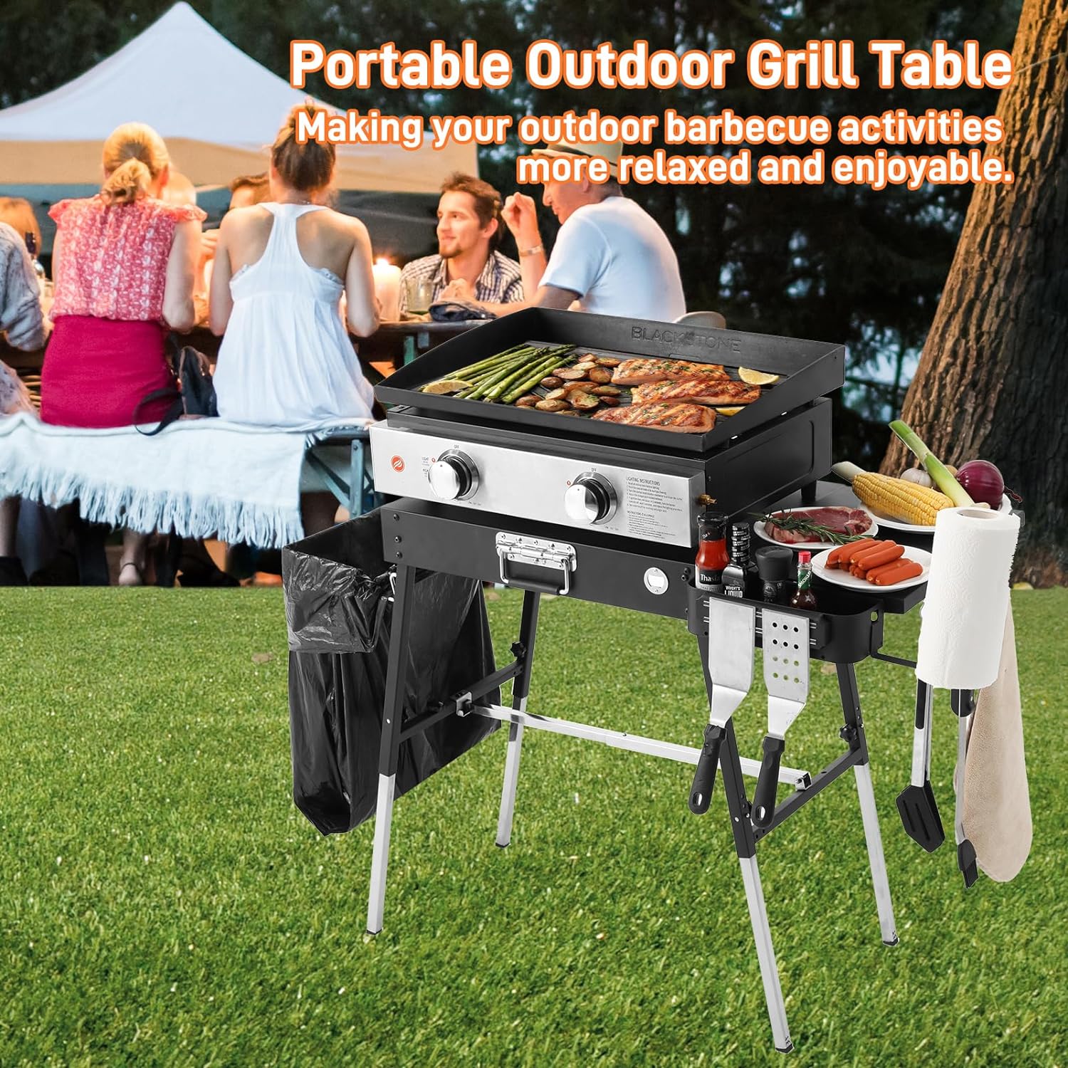 Adjustable Folding Grill Stand for 17�� or 22�� Blackstone Griddles